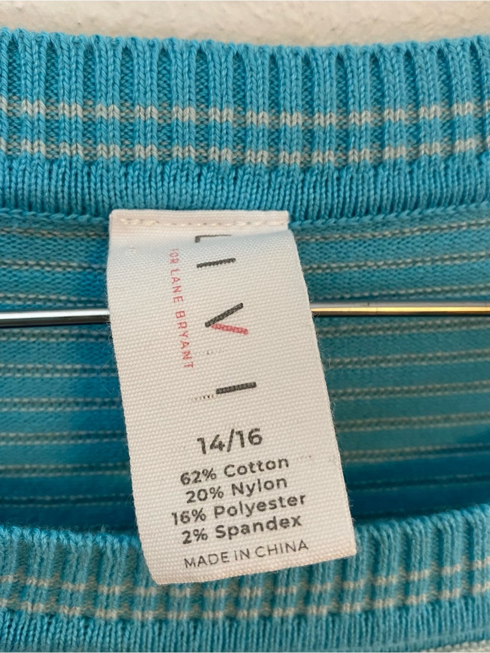 Livi Blue Striped Crewneck Sweater Pullover Womens 14/16 - Picture 2 of 5